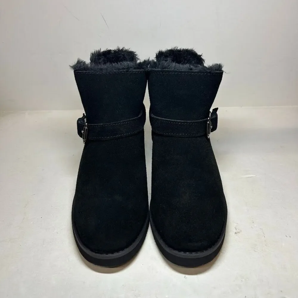 Style & Co. Womens 7 M Black Suede Korri Faux Fur Lined Ankle Booties NIB RW5